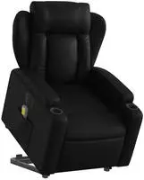 vidaXL Massagesessel mit Aufstehhilfe Elektrisch Schwarz Kunstleder