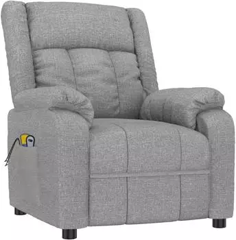 vidaXL Massagesessel elektrisch, hellgrau, Stoff (3143579)