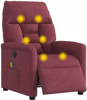 vidaXL Massagesessel elektrisch, neigbar, Stoff, weinrot (3303025)