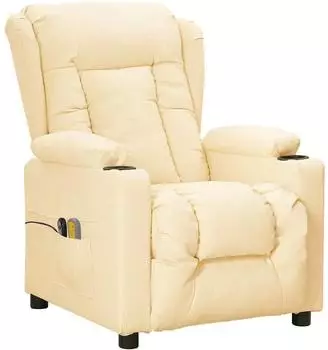vidaXL Massagesessel elektrisch, Kunstleder, creme (3098811)