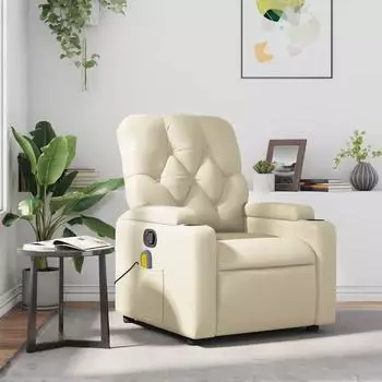 vidaXL Massagesessel verstellbar Kunstleder, creme (372511)