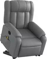 vidaXL Massagesessel mit Aufstehhilfe Grau Kunstleder