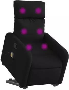 vidaXL Aufstehsessel massierend, verstellbar, Stoff, schwarz (3206710)