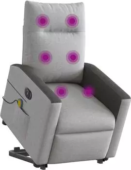 vidaXL Massagesessel mit Aufstehhilfe, elektrisch, Stoff, wolkengrau (3324072)