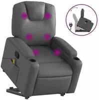 vidaXL Massagesessel mit Aufstehhilfe Grau Kunstleder