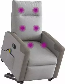 vidaXL Massagesessel mit Aufstehhilfe, elektrisch, wolkengrau, Stoff (3324104)