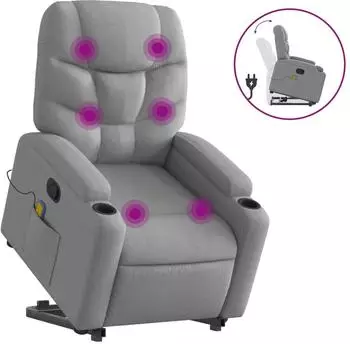 vidaXL Massagesessel klappbar, Stoff, hellgrau (3204608)