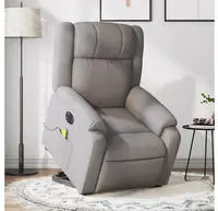 vidaXL Elektrischer Massagesessel mit Aufstehhilfe Taupe Stoff