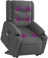vidaXL Elektrischer Massagesessel mit Aufstehhilfe Dunkelgrau Stoff