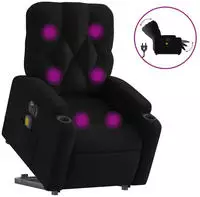 vidaXL Elektrischer Massagesessel mit Aufstehhilfe Schwarz Stoff