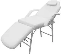 vidaXL Kosmetikstuhl Tragbar Kunstleder 185&times;78&times;76 cm Wei&szlig;