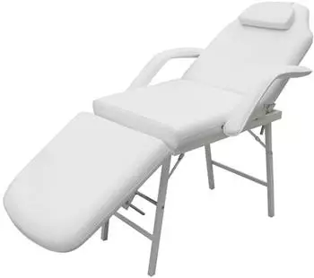 vidaXL Kosmetikstuhl Tragbar Kunstleder 185x78x76cm Weiß (110041)