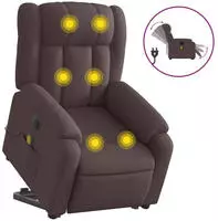 vidaXL Elektrischer Massagesessel mit Aufstehhilfe Dunkelbraun Stoff