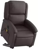 vidaXL Massagesessel mit Aufstehhilfe Elektrisch Dunkelbraun Echtleder