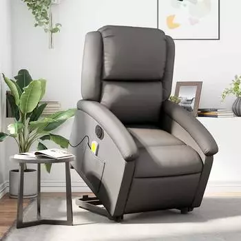 vidaXL Massagesessel mit Aufstehhilfe Elektrisch Echtleder (3204277)