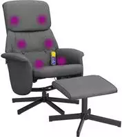 vidaXL Massagesessel mit Fu&szlig;hocker Dunkelgrau Stoff