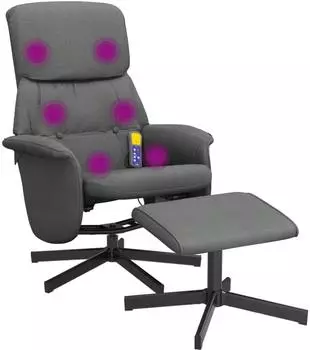 vidaXL Massagesessel mit Fu&szlig;hocker, dunkelgrau, Stoff (356679)