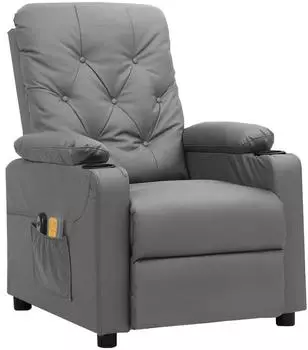 vidaXL Massagesessel elektrisch, grau, Kunstleder (3098874)