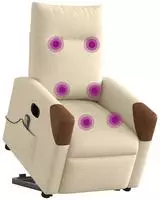 vidaXL Elektrischer Massagesessel mit Aufstehhilfe Creme Stoff