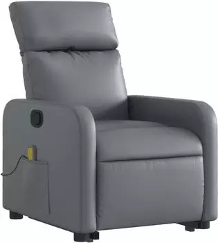 vidaXL Massagesessel mit Aufstehhilfe, Kunstleder, grau (3206759)