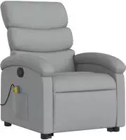 vidaXL Massagesessel mit Aufstehhilfe Hellgrau Stoff