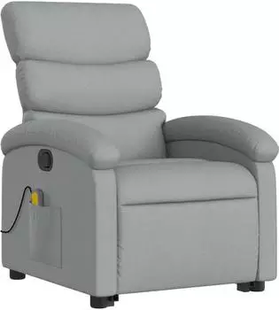 vidaXL Massagesessel mit Aufstehhilfe, hellgrau, Stoff (3203990)