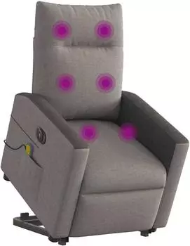 vidaXL Elektrischer Massagesessel mit Aufstehhilfe, taupe, Stoff (3324078)