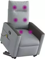 vidaXL Massagesessel mit Aufstehhilfe Hellgrau Stoff