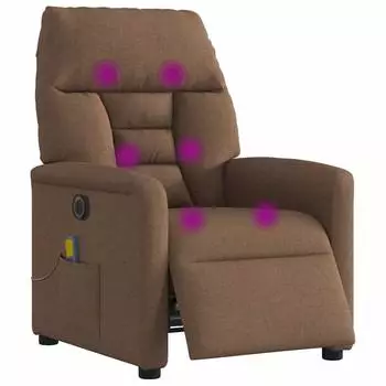 vidaXL Massagesessel elektrisch verstellbar, Stoff, braun (3303026)
