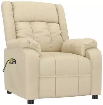 vidaXL Massagesessel elektrisch, Stoff, creme (320270)