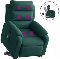 vidaXL Massagesessel mit Aufstehhilfe Dunkelgr&uuml;n Samt