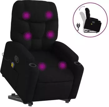 vidaXL Massagesessel mit Aufstehhilfe, schwarz, Stoff (3204610)