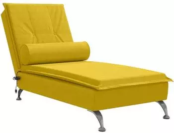vidaXL Massage-Chaiselongue mit Nackenrolle, gelb, Samt (379456)