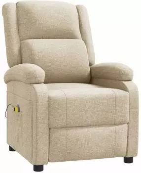 vidaXL Massagesessel, verstellbar, cremefarbener Stoff (348446)