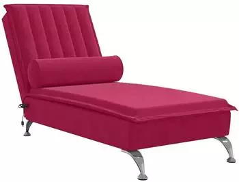 vidaXL Massage-Chaiselongue mit Nackenrolle, weinrot, Samt (379463)