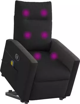 vidaXL Massagesessel mit Aufstehhilfe, neigbar, schwarz, Stoff (3324061)