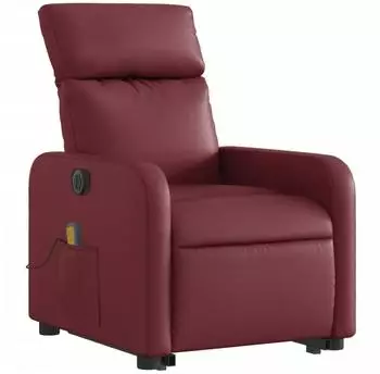 vidaXL Massagesessel mit Aufstehhilfe, elektrisch, weinrot, Kunstleder (3206774)