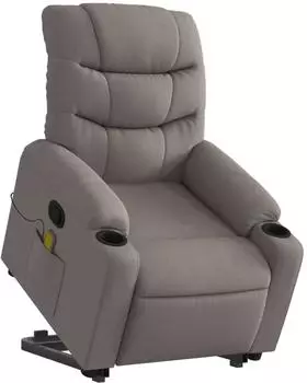 vidaXL Massagesessel mit Aufstehhilfe, taupe, Stoff (3206661)