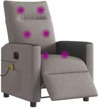 vidaXL Elektrischer Relaxsessel mit Massage, Stoff, taupe (3324050)