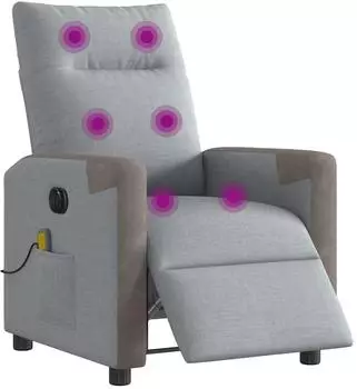 vidaXL Massagesessel elektrisch, Stoff, hellgrau (3324085)