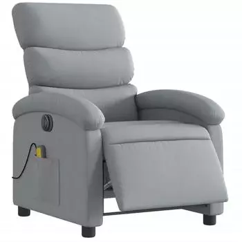 vidaXL Massagesessel elektrisch, neigbar, hellgrau, Stoff (3203966)