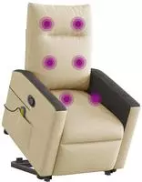 vidaXL Massagesessel mit Aufstehhilfe Creme Stoff