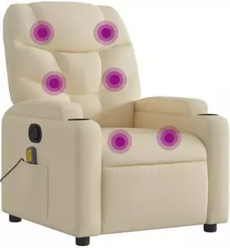 vidaXL Massage-Relaxsessel, cremefarbener Stoff (3206036)