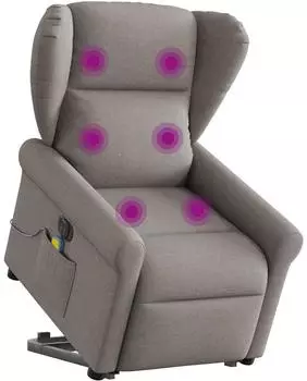 vidaXL Elektrischer Massagesessel mit Aufstehhilfe, taupe, Stoff (3303411)