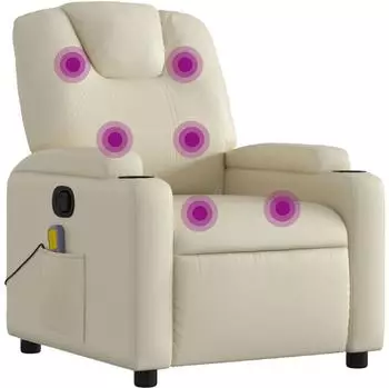 vidaXL Massagesessel mit Relaxfunktion, Kunstleder, creme (3205544)
