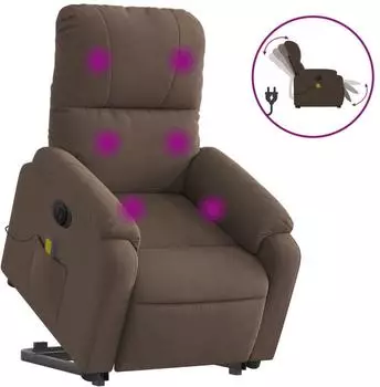 vidaXL Massagesessel mit Aufstehhilfe, elektrisch, braun, Mikrofasergewebe (3204949)