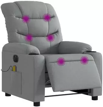 vidaXL Massagesessel elektrisch, hellgrau, Stoff (3206636)