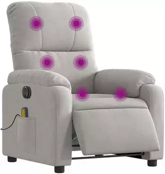 vidaXL Massagesessel elektrisch, hellgrau, Mikrofasergewebe (3204923)