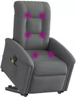 vidaXL Massagesessel mit Aufstehhilfe Dunkelgrau Stoff