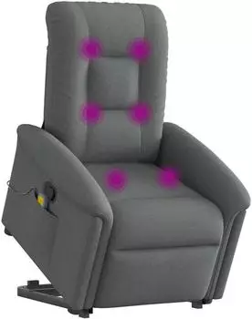 vidaXL Massagesessel mit Aufstehhilfe, dunkelgrau, Stoff (3303265)